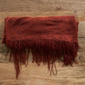 Vintage Fringe Shawl Triangle Scarf Deep Red